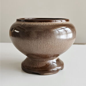 Frankoma Pottery 22S Brown Drip Glaze Ceramic Pedestal Vase Vintage Oklahoma